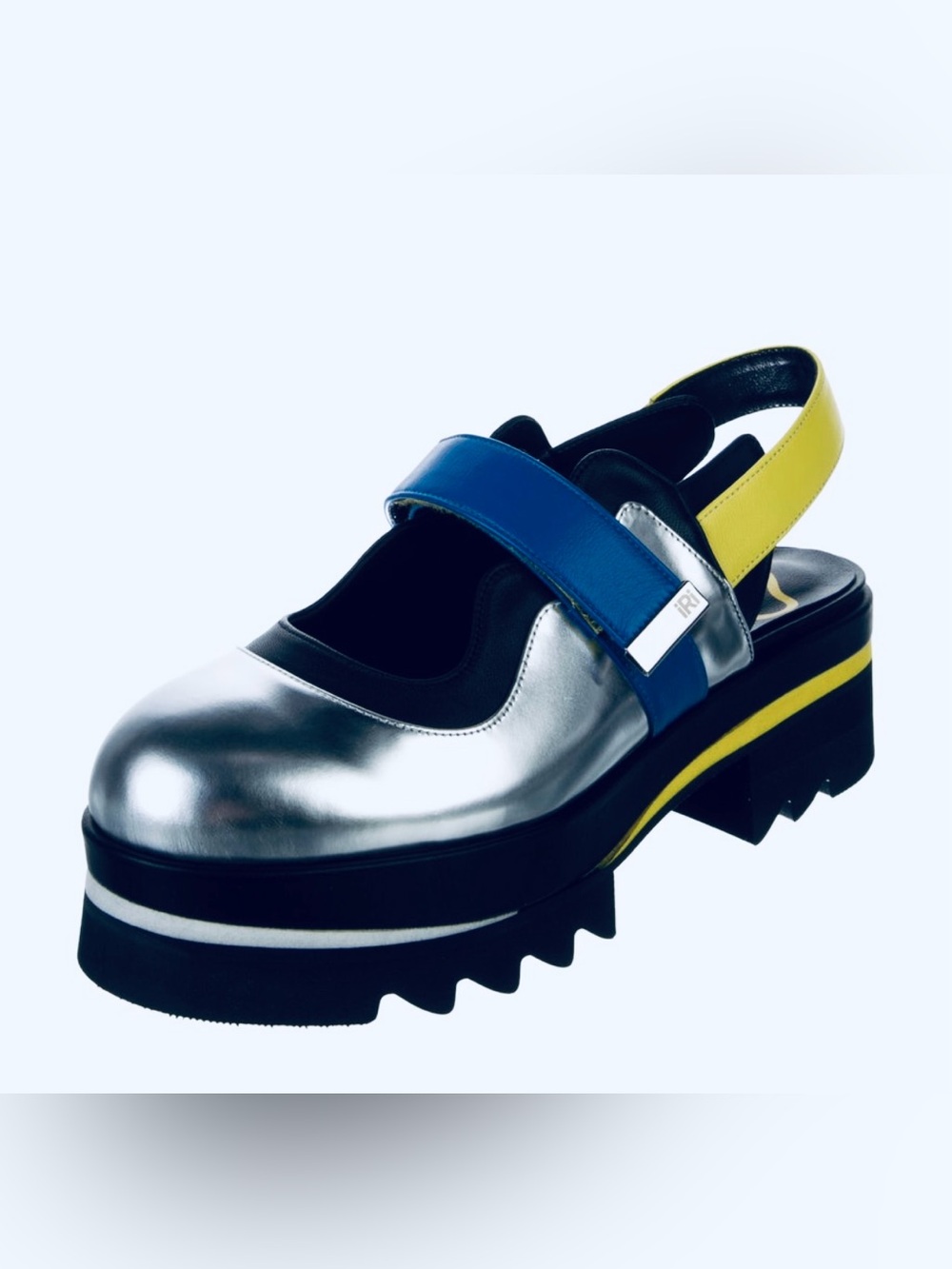 New in box platform color block patent leather shoes